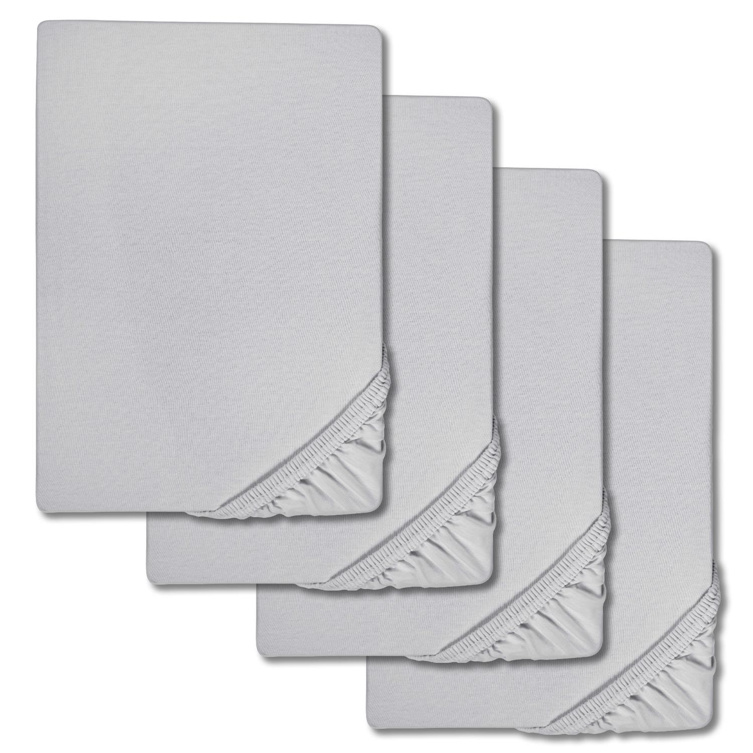 Lot de 4 draps-housses gris argenté 180 x 190 - 200 x 200 cm Lot de 4 draps-housses gris argenté 180 x 190 - 200 x 200 cm
