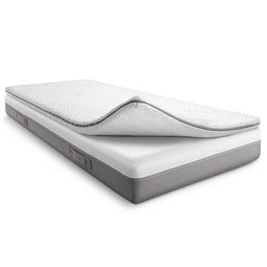 Surmatelas en mousse froide Supportho Premium Topper 140 x 200 cm H3, hauteur 9 cm, degré de fermeté H3 avec housse antibactérienne + oreiller Supportho effet gel 40 x 80 cm