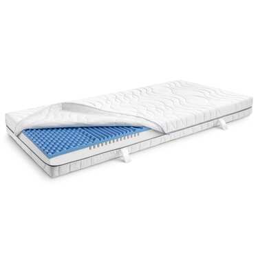 Matelas viscoélastique 7 zones Sleezzz Smart 90 x 200 cm, hauteur 18 cm, degré de fermeté H3 avec mousse à mémoire de forme Air + oreiller CloudComfort Basic gel-flocons 40x80 cm