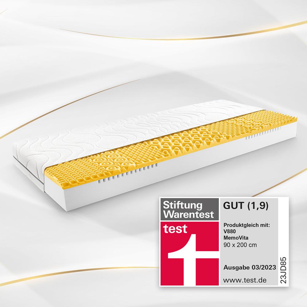 Matelas viscoélastique 7 zones Sleezzz Smart 90 x 200 cm, hauteur 18 cm, degré de fermeté H2+H3 avec mousse à mémoire de forme Air