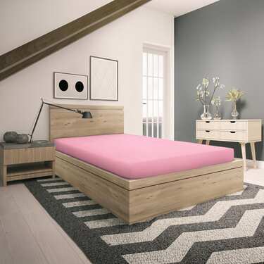 Lot de deux draps-housses en molleton sergé Setex roses 90 x 200 cm