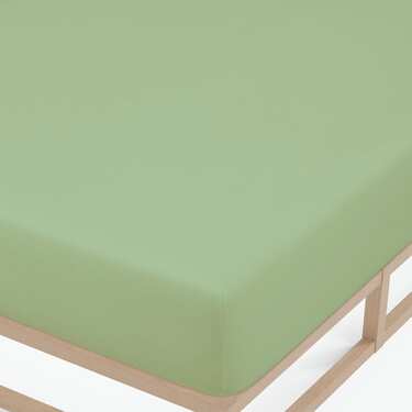 Drap-housse microfibre jersey interlock vert 90 x 190 - 100 x 200 cm pack double