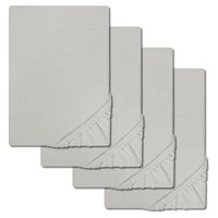 Lot de 4 draps-housses en jersey de coton Castell, gris argenté, 90 x 190 - 100 x 200 cm