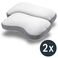 2 oreillers Sleezzz Premium en mousse viscoélastique, forme papillon, 36 x 60 cm, avec housse double en tissu agréable au toucher
