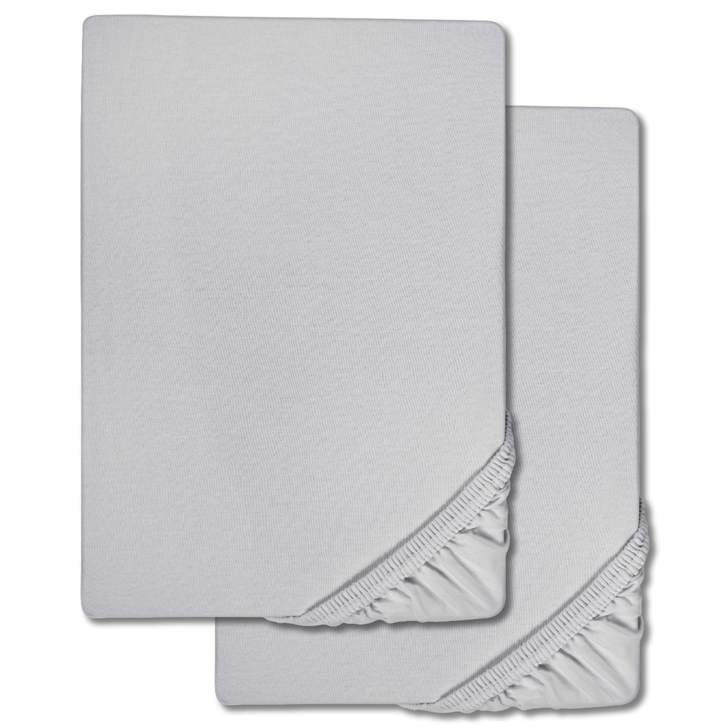 Lot de deux draps-housses Castell gris argenté 90 x 190 - 100 x 200 cm
