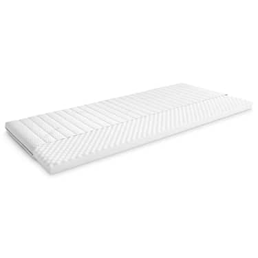 Topper en mousse froide Supportho Premium Topper 80 x 200 cm H3, hauteur 9 cm, degré de fermeté H3 avec housse antibactérienne + oreiller CloudComfort Basic Gel-Flocken 40 x 80 cm