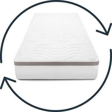 Matelas ergonomique 7 zones à ressorts ensachés Sleezzz Diamond T1000 90 x 200 cm, hauteur 23 cm, degré de fermeté H2/H3, 1000 ressorts/2m² + surmatelas / surmatelas 90 x 200 cm