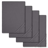 Draps-housses peluche d'hiver anthracite 140 x 190 - 160 x 200 cm en pack de 4