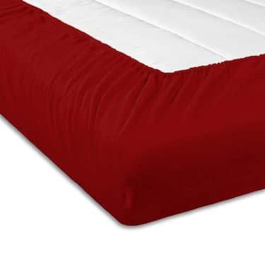 Setex REFIBRA Drap-housse en cotton fin rouge foncé 140 x 200 cm