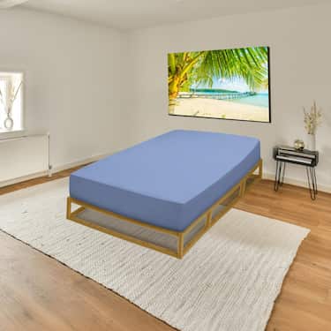 Lot de 4 draps-houssesCloudComfort Basic Jersey stretch bleu 180 x 190 - 200 x 200 cm (4 pièces)