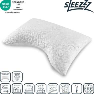2 x Sleezzz® Cool Gel Mousse Contour Oreiller cervical 40 x 60 x 16 cm