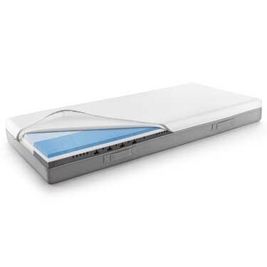 Matelas viscoélastique Sleezzz Premium 90 x 200 cm, hauteur 20 cm, degré de fermeté H2/H3, avec poignées réversibles + surmatelas / surmatelas 90 x 200 cm
