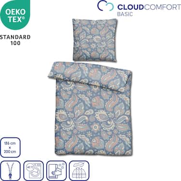 CloudComfort Basic mikrofiber-sängkläder paisley 135 x 200 + 80 x 80 cm
