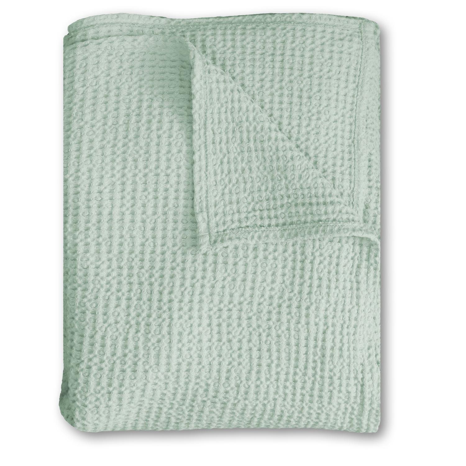 Couverture légère d'été en coton piqué gaufré vert 140 x200 cm Couverture légère d'été en coton piqué gaufré vert 140 x200 cm