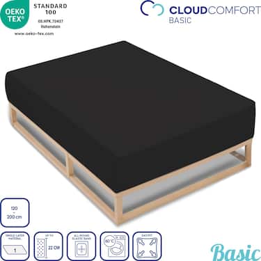 CloudComfort Basic drap-housse jersey stretch noir 120 x 200 cm