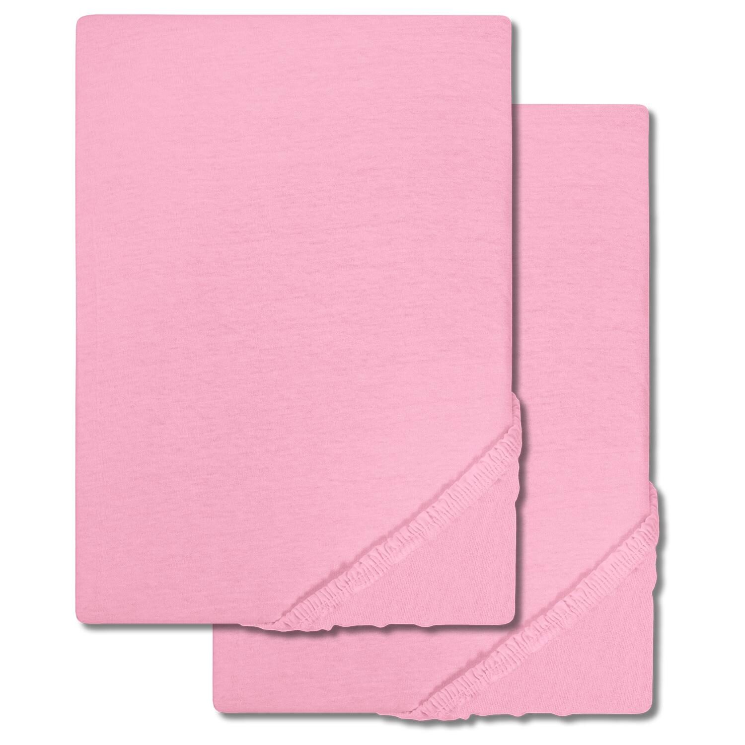 Lot de deux draps-housses en molleton sergé Setex roses 90 x 200 cm