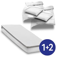 Matelas ergonomique à ressorts ensachés 7 zones Sleezzz Diamond T1000 180 x 200 cm, hauteur 23 cm, degré de fermeté H2/H3, 1 000 ressorts/2 m² + 2 parures de lit en microfibre CloudComfort Basic 135 x 200 cm + 80 x 80 cm