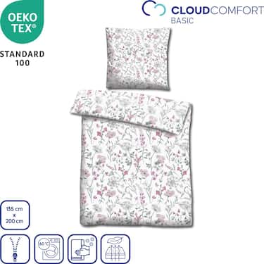 Lot de deux draps en microfibre CloudComfort Basic Fleurs d'été 135 x 200 + 80 x 80 cm