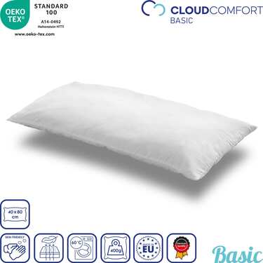 10 x CloudComfort Basic oreillers en microfibre 40 x 80 cm