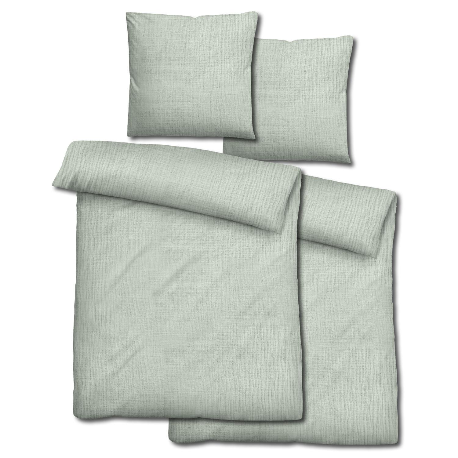 Lot de 2 parures de lit Sleezzz® mousseline vert 135 x 200 cm + 80 x 80 cm Lot de 2 parures de lit Sleezzz® mousseline vert 135 x 200 cm + 80 x 80 cm