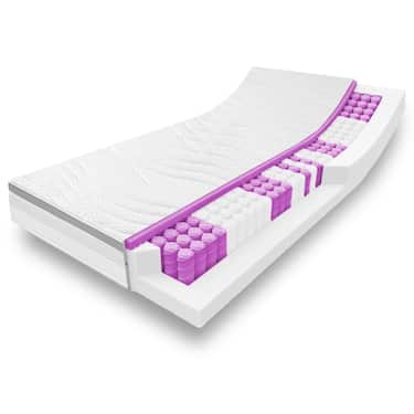 Matelas ergonomique à ressorts ensachés 7 zones Sleezzz Diamond T1000 180 x 200 cm, hauteur 23 cm, degré de fermeté H2/H3, 1 000 ressorts/2 m² + 2 parures de lit en microfibre CloudComfort Basic 135 x 200 cm + 80 x 80 cm