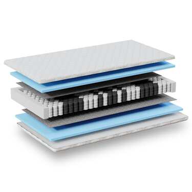 Matelas à ressorts ensachés 7 zones Sleezzz Smart 90 x 200 cm, hauteur 21 cm, degré de fermeté H2/H3 + surmatelas / surmatelas 90 x 200 cm