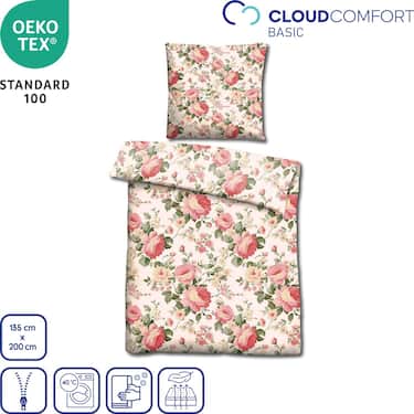 CloudComfort Basic mikrofiber-sängkläder Camelie 135 x 200 + 80 x 80 cm