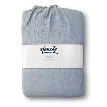Lot de 2 parures de lit Sleezzz® mousseline bleu 135 x 200 cm + 80 x 80 cm
