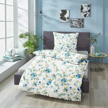 Lot de deux draps en microfibre CloudComfort Basic fleurs bleues 135 x 200 + 80 x 80 cm