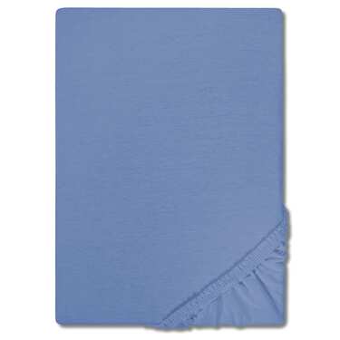 Lot de 4 draps-housses CloudComfort Basic en jersey stretch bleu 120 x 200 cm (4 pièces)