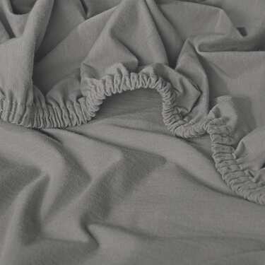 Drap-housse en coton Castell Jersey, gris argenté, 90 x 190 - 100 x 200 cm