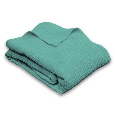 Couverture en coton piqué gaufré pétrole 75 x 120 cm