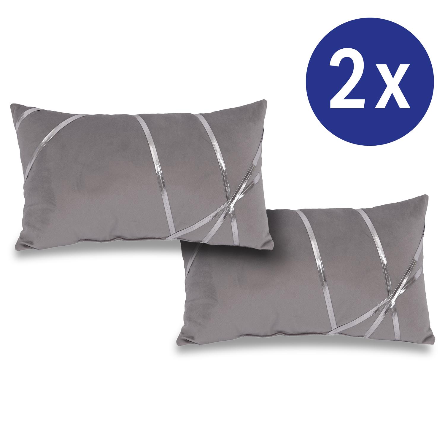 Lot de deux coussins décoratifs argent lunaire 30 x 50 cm Lot de deux coussins décoratifs argent lunaire 30 x 50 cm