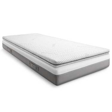 Topper en mousse froide Supportho Premium Topper 100 x 200 cm H3, hauteur 9 cm, degré de fermeté H3 avec housse antibactérienne + oreiller CloudComfort Basic Gel-Flocken 40 x 80 cm