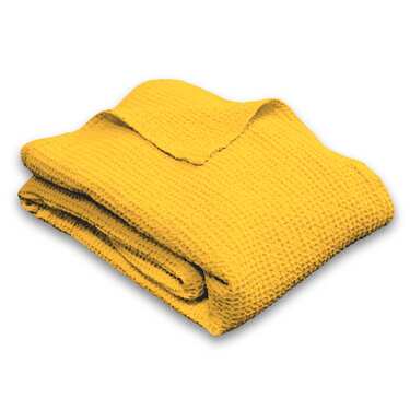 Couverture en coton piqué gaufré jaune 130 x 180 cm