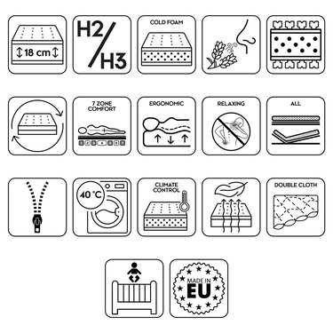 Matelas ergonomique en mousse froide Supportho Lavender 90 x 200 cm, hauteur 18 cm, degré de fermeté H2/H3