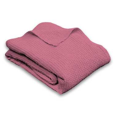Couverture en coton piqué gaufré rose 75 x 120 cm