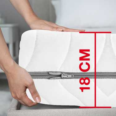 Matelas viscoélastique 7 zones Sleezzz Smart 180 x 200 cm, hauteur 18 cm, degré de fermeté H3 avec mousse à mémoire de forme Air + 2 x oreillers Sleezzz® Smart réglables en hauteur