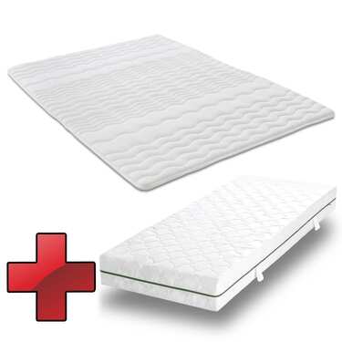 Matelas à ressorts ensachés 7 zones Sleezzz Smart 90 x 200 cm, hauteur 21 cm, degré de fermeté H2/H3 + surmatelas / surmatelas 90 x 200 cm