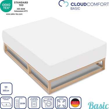 Lot de 4 draps-housses CloudComfort Basic en jersey stretch blanc 120 x 200 cm (4 pièces)