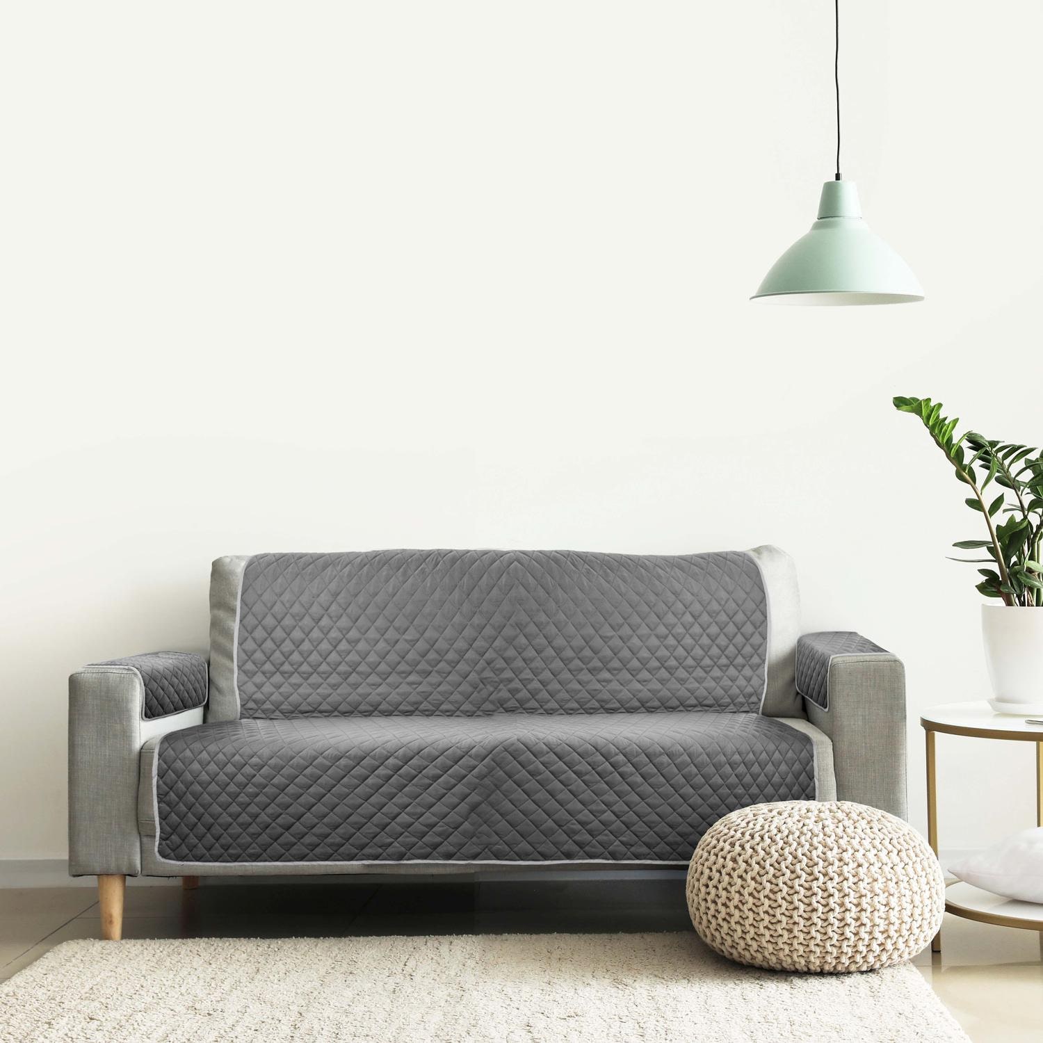 Housse de canapé deux places gris / anthracite 110 x 191 cm + 2 x 50 x 55 cm Housse de canapé deux places gris / anthracite 110 x 191 cm + 2 x 50 x 55 cm