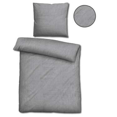 Lot de 2 parures de lit Sleezzz® mousseline grise 155 x 220 cm + 80 x 80 cm
