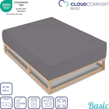CloudComfort Basic drap-housse jersey-stretch gris foncé 140 x 190 - 160 x 200 cm