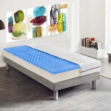 Matelas viscoélastique 7 zones Sleezzz Smart 90 x 200 cm, hauteur 18 cm, degré de fermeté H3 avec mousse à mémoire de forme Air + oreiller CloudComfort Basic gel-flocons 40x80 cm