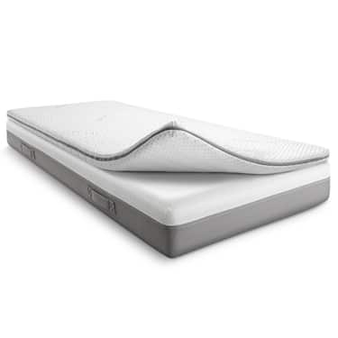 Topper en mousse froide Supportho Premium Topper 120 x 200 cm H3, hauteur 9 cm, degré de fermeté H3 avec housse antibactérienne CloudComfort Basic Oreiller en flocons de gel 40 x 80 cm