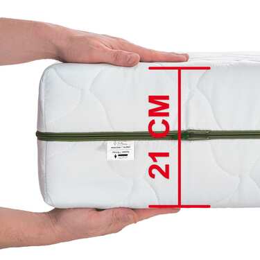 Matelas à ressorts ensachés 7 zones Sleezzz Smart 90 x 200 cm, hauteur 21 cm, degré de fermeté H2/H3 + surmatelas / surmatelas 90 x 200 cm
