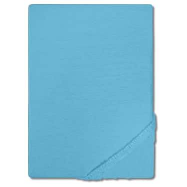 Lot de 4 draps-housses Setex en coton fin, turquoise, 90 x 200 cm