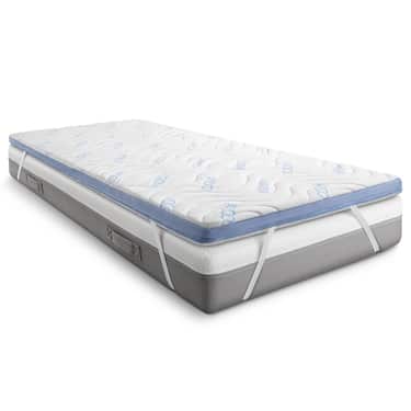 Surmatelas en mousse froide CloudComfort Cool 160 x 200 cm H2/H3, hauteur 7 cm, degré de fermeté H2/H3, surmatelas 7 zones avec face été et face hiver + oreiller Sleezzz® Cool à effet rafraîchissant