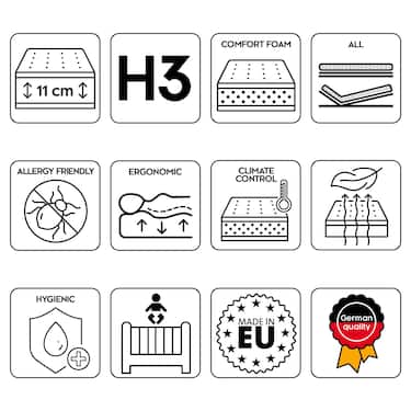 70 x 200 cm konfor sünger yatak / topper Dream, yükseklik 11 cm, sertlik seviyesi H3