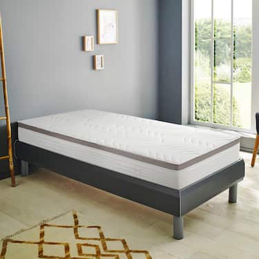 Matelas ergonomique à ressorts ensachés 7 zones Sleezzz Diamond T1000 180 x 200 cm, hauteur 23 cm, degré de fermeté H2/H3, 1 000 ressorts/2 m² + 2 parures de lit en microfibre CloudComfort Basic 135 x 200 cm + 80 x 80 cm